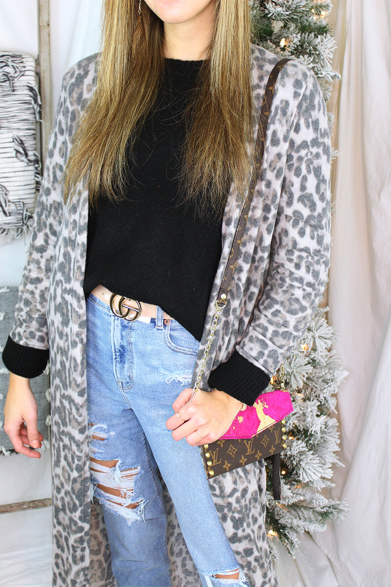Leopard Brushed Knit Cardigan