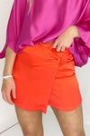 Red Orange Front Twist Shorts