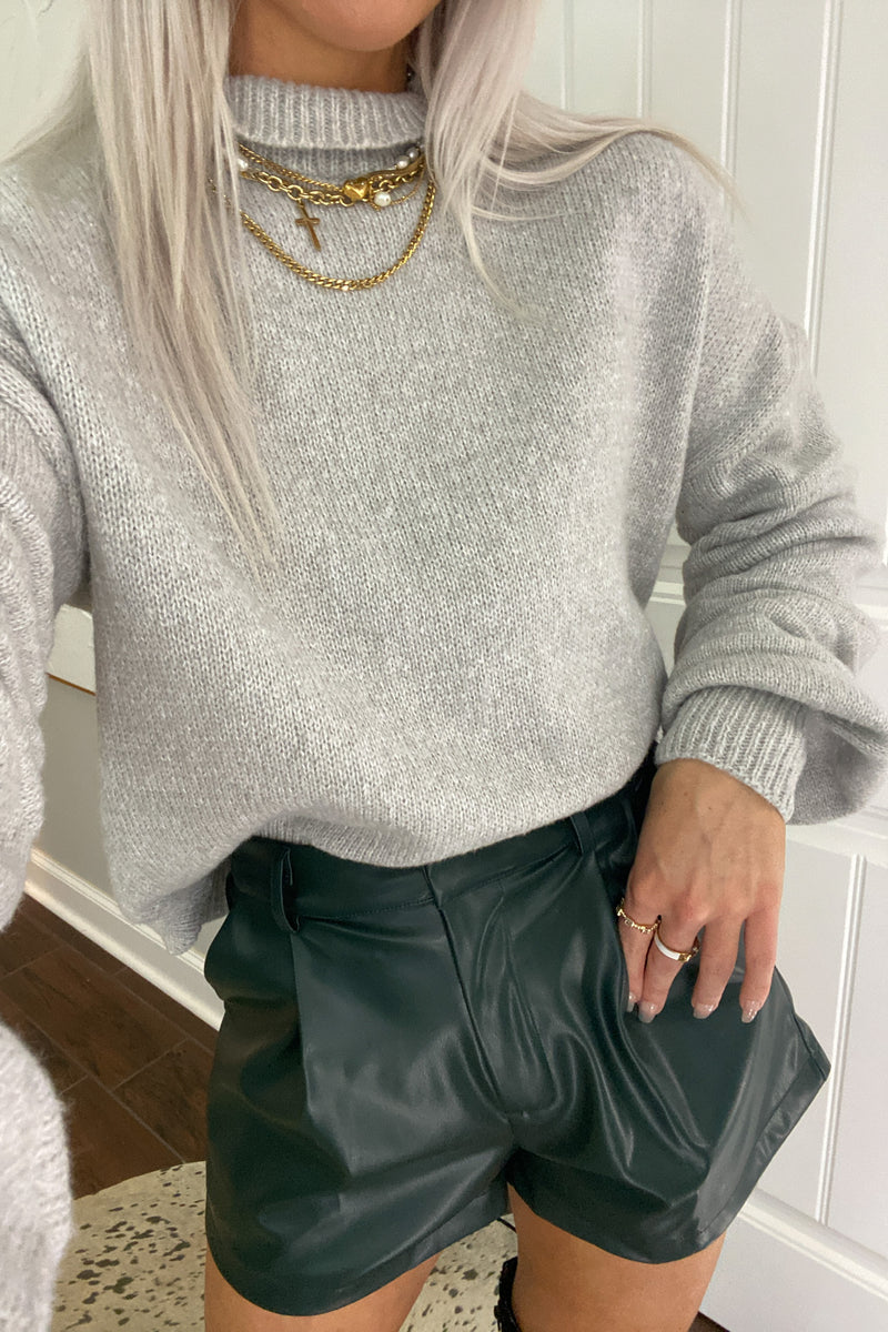 Grey Balloon Sleeve Turtleneck Sweater