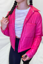 Hot Pink Cropped Padded Jacket