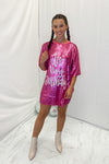 Pink It's My Birthday Sequin T-Shirt Dress