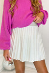 White Rhinestone Pleated Skirt
