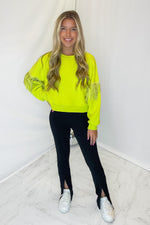 Lime Green Long Sleeve Fringe Sweatshirt