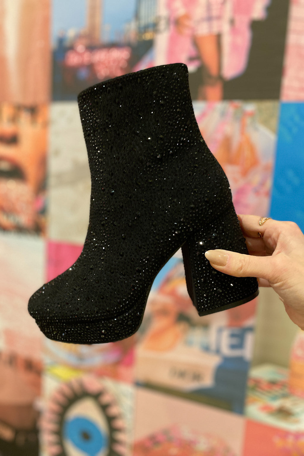 Bayside Vintage Havana Black Rhinestone Booties - Kendry Collection ...