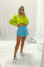 Blue Smocked High Waisted Athletic Skort