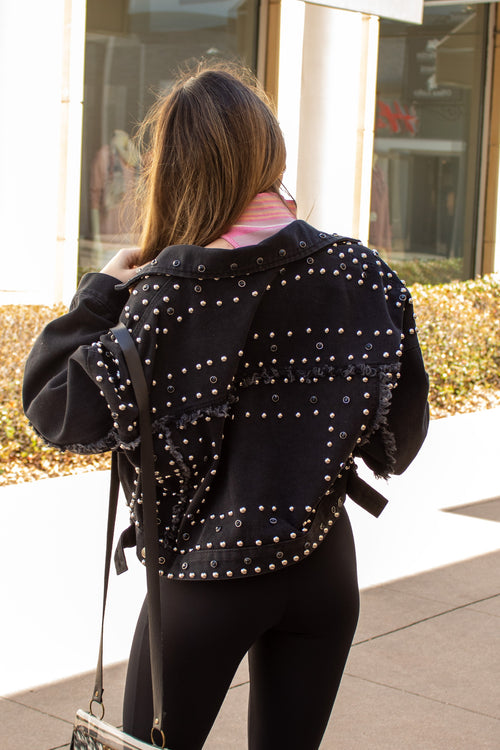 Black Studded Denim Jacket