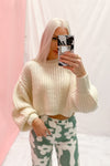 Off White Cropped Knit Sweater