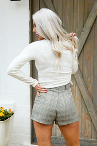 Ivory Asymmetrical Long Sleeve Rushed Top - Shop Kendry Collection 