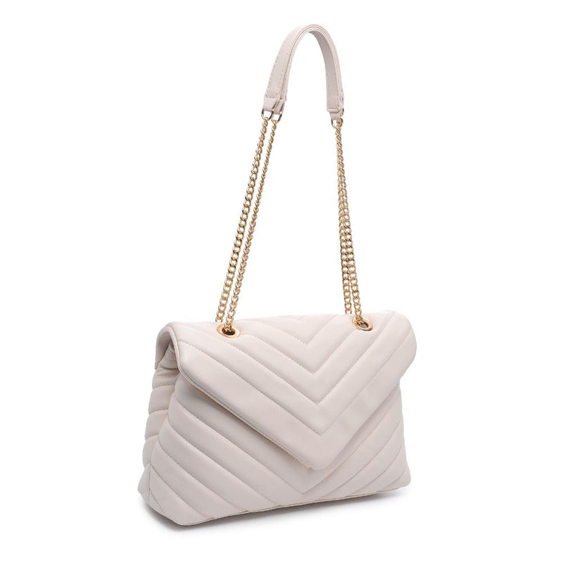 Ivory Chevron Quilted Crossbody Purse 