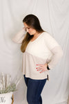 Ivory Color Block Long Sleeve Waffle Top - Shop Kendry Collection