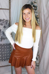 Ivory Off The Shoulder Ribbed Sweater