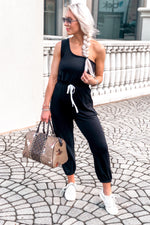 Jet Setter Black One Shoulder Jogger Jumpsuit - Kendry Collection Boutique