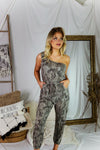 Jet Setter Camo One Shoulder Jogger Jumpsuit - Shop Kendry Collection Boutique