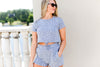 Blue and White Star Pattern Two Piece Short Set