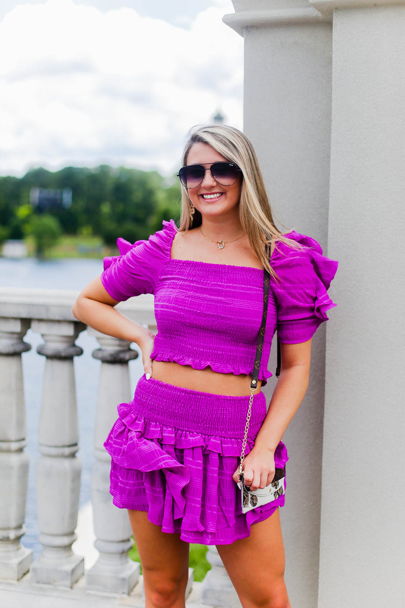 Orchid Purple Ruffle Two Piece Skirt Set - Kendry Collection Boutique