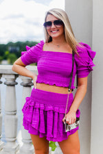 Orchid Purple Ruffle Two Piece Skirt Set - Kendry Collection Boutique