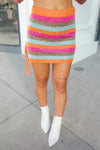 Striped Rhinestone Knit Mini Skirt