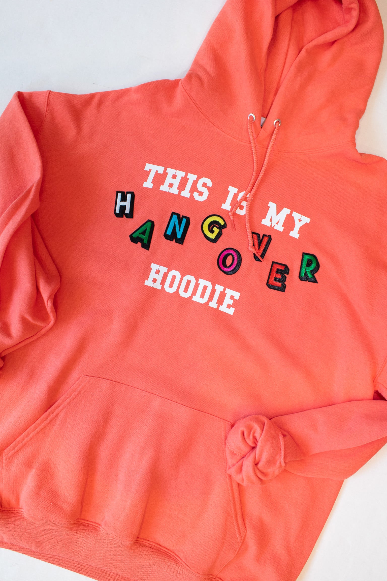 Orange Hangover Patch Letter Hoodie