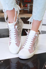Kirbati Blush Snakeskin High Top Vintage Havana Hidden Wedge Sneaker - Hidden Wedge - Shop Kendry Collection Boutique
