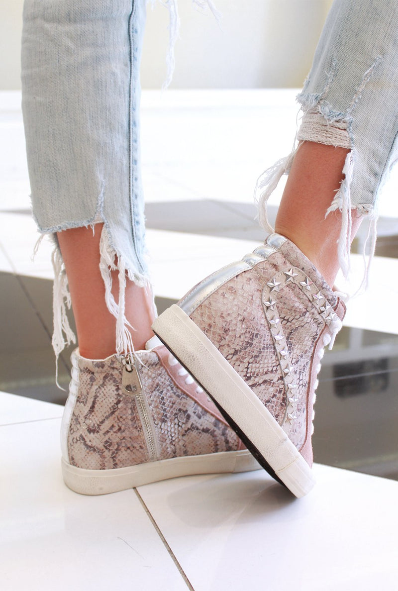 Kirbati Blush Snakeskin High Top Sneaker Kendry Collection Boutique