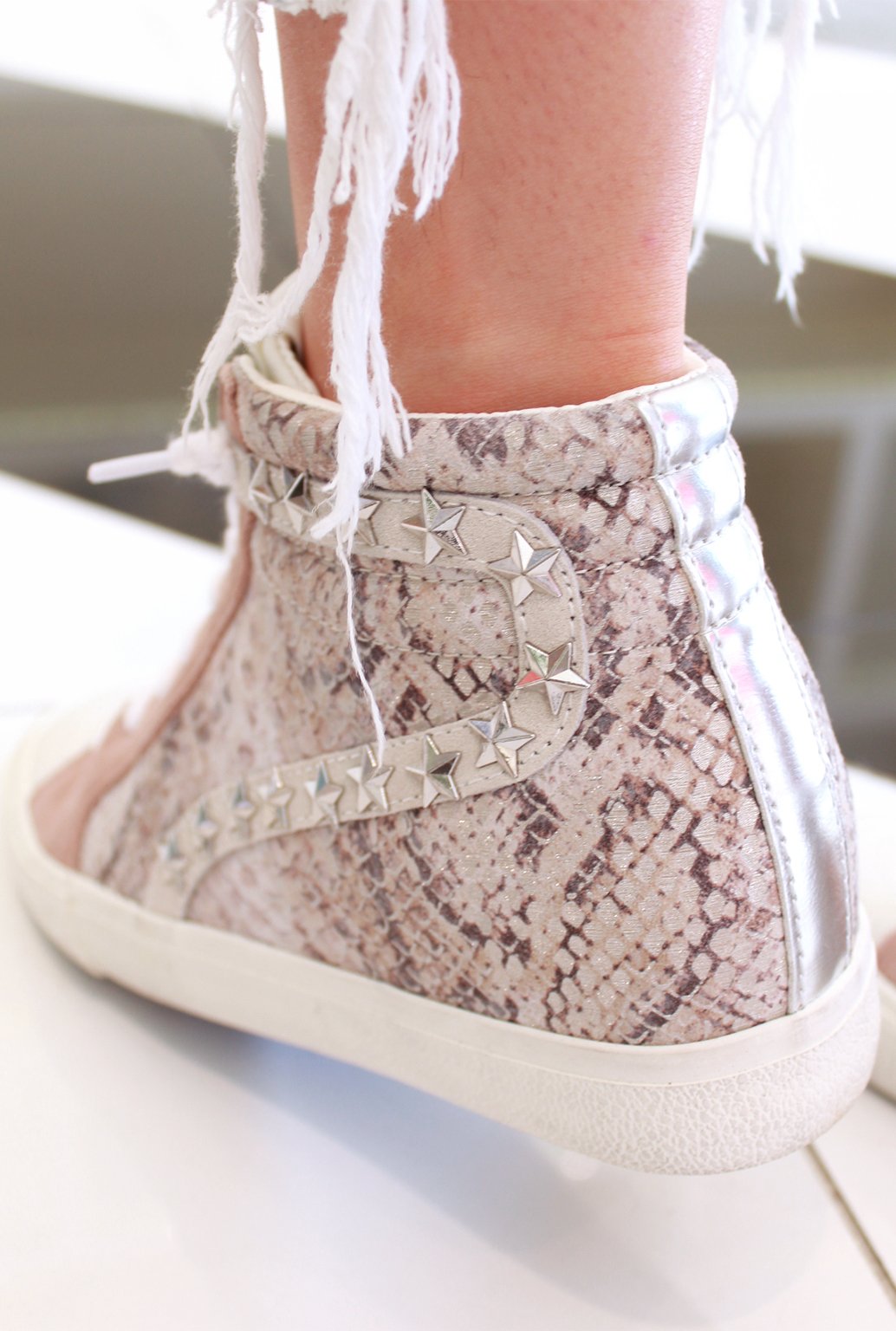 Kirbati Blush Snakeskin High Top Sneaker Kendry Collection Boutique