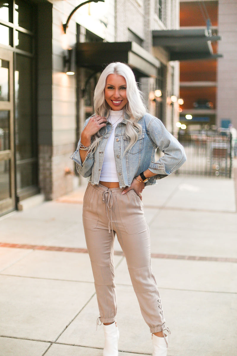 Lace Up Sides Mocha Jogger Pants