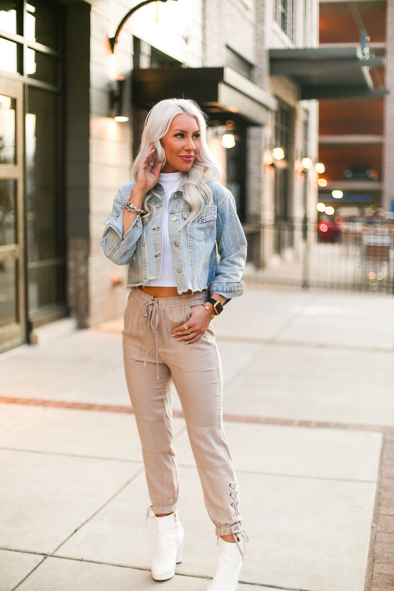 Lace Up Sides Mocha Jogger Pants - Shop Kendry Collection Boutique
