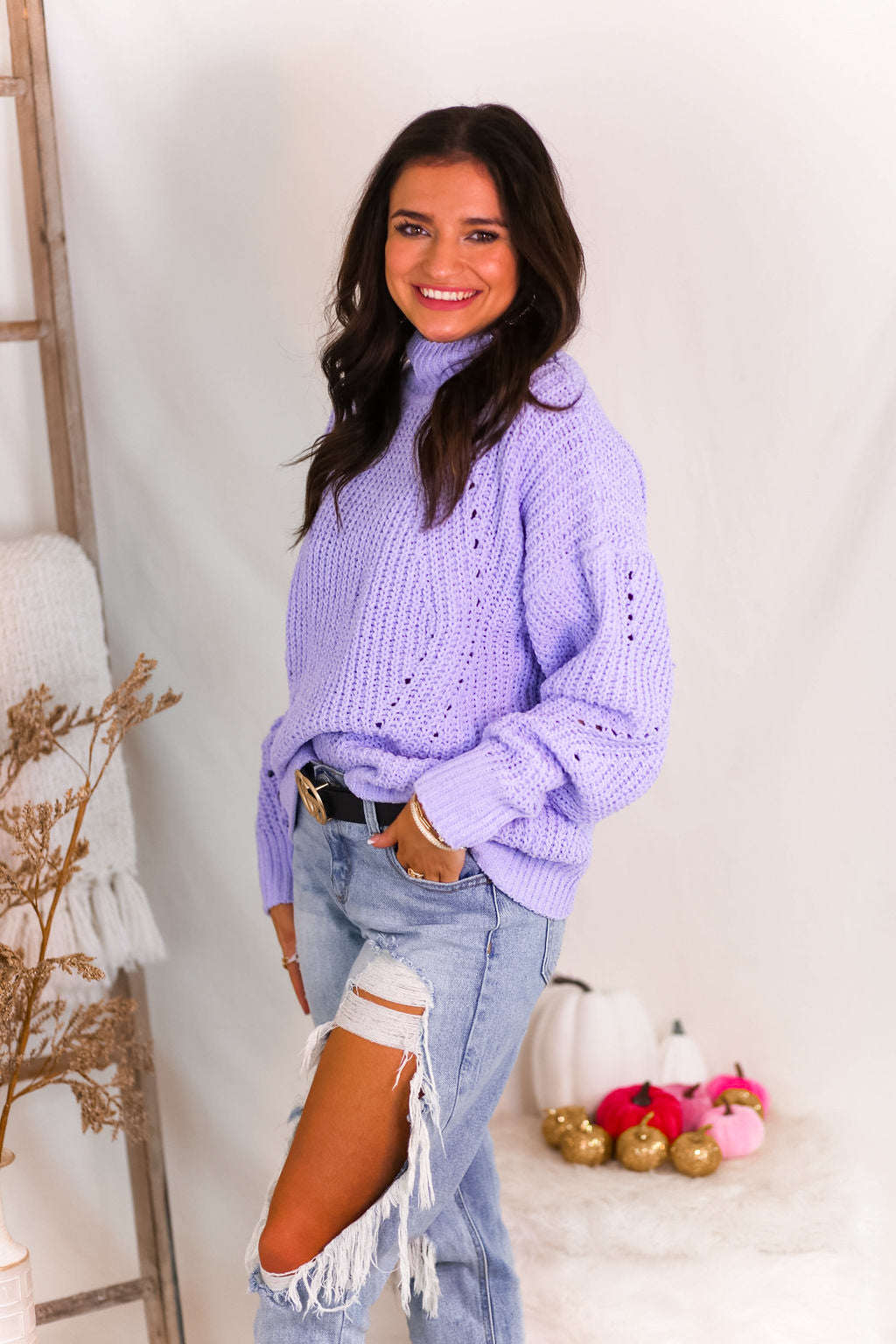 Lavender Cozy Knit Sweater  - Shop Kendry Collection Boutique