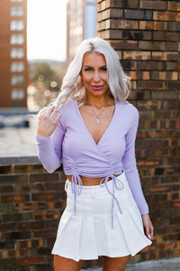 Lavender Double Ruched Long Sleeve Top - Shop Kendry Collection Boutique