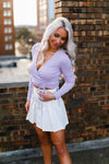 Lavender Double Ruched Long Sleeve Top