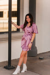 Lavender Satin Wrap Mini Dress - Shop Kendry Collection Boutique 