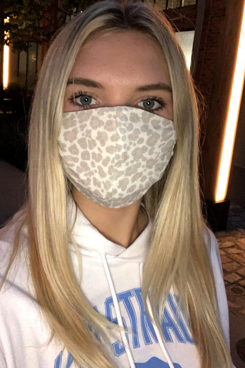 Taupe Leopard Face Mask *Kid's Size*