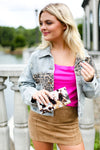 Leopard Patch Denim Jacket - Shop Kendry Collection Online Boutique