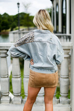 Leopard Patch Denim Jacket - Shop Kendry Collection Online Boutique