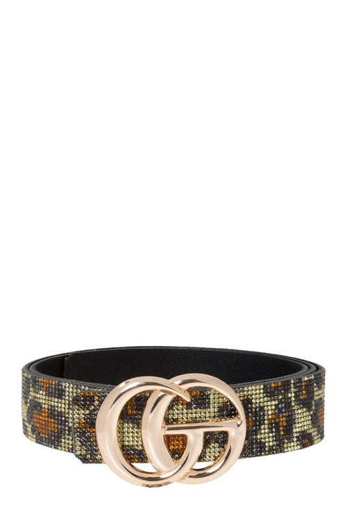 Leopard Rhinestone GG Belt - Shop Cute Belts At Kendry Collection Boutique