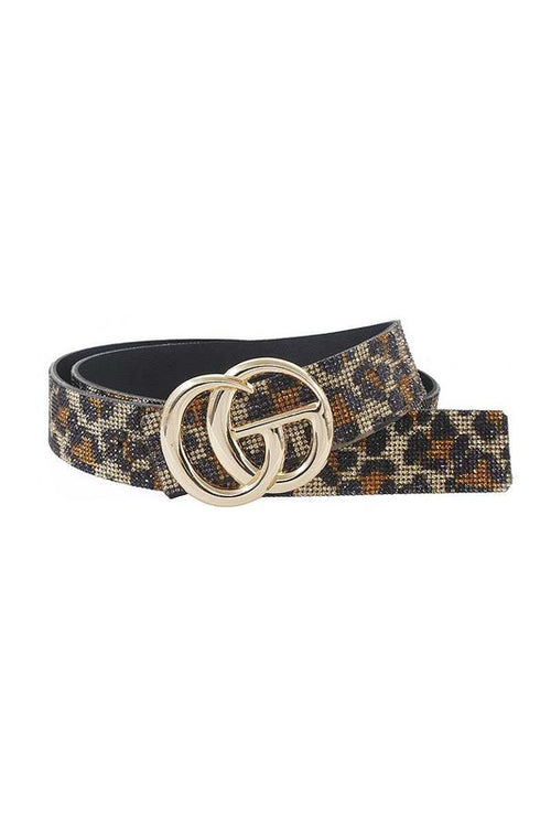 Leopard Rhinestone GG Belt - Shop Cute Belts At Kendry Collection Boutique