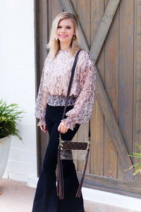 Leopard Sheer Sleeve Top - Shop Kendry Collection Boutique