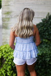 Light Blue Silver Star Pattern Tank Top - Kendry Collection Boutique
