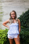 Light Blue Silver Star Pattern Tank Top - Kendry Collection Boutique