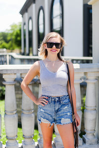 Light Grey Acid Wash Ribbed Cropped Tank - Shop  Kendry Collection Boutique Online