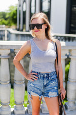 Light Grey Acid Wash Ribbed Cropped Tank - Shop  Kendry Collection Boutique Online