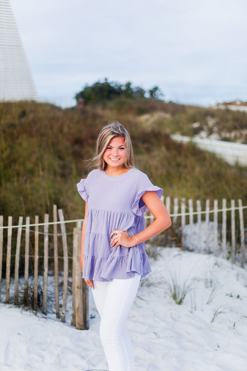 Lilac Babydoll Ruffle Tiered Top