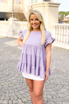 Lilac Babydoll Ruffle Tiered Top
