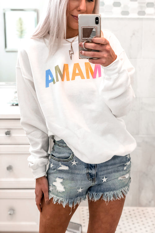 White MAMA Graphic Pullover Sweatshirt Loungewear- Kendry Collection Boutique