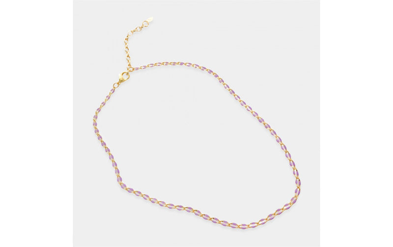 Purple Enamel Small Chain Necklace