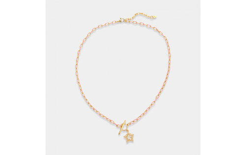 Enamel Chain With CZ Star Pendant Necklace