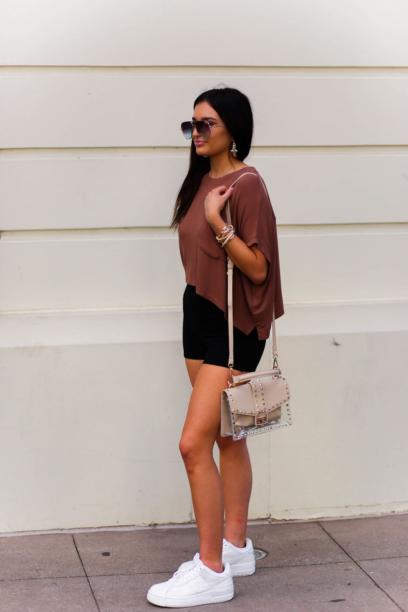 Mauve Boxy Style Basic Cropped Tee - Shop Kendry Collection Boutique - Kendry Collection Boutique