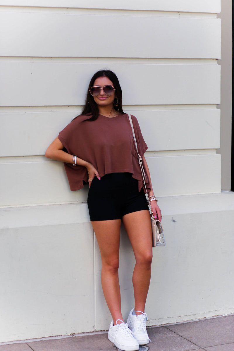 Mauve Boxy Style Basic Cropped Tee - Shop Kendry Collection Boutique - Kendry Collection Boutique