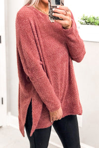 Mauve Fuzzy Eyelash Knit Sweater-Shop Kendry Collection Boutique 