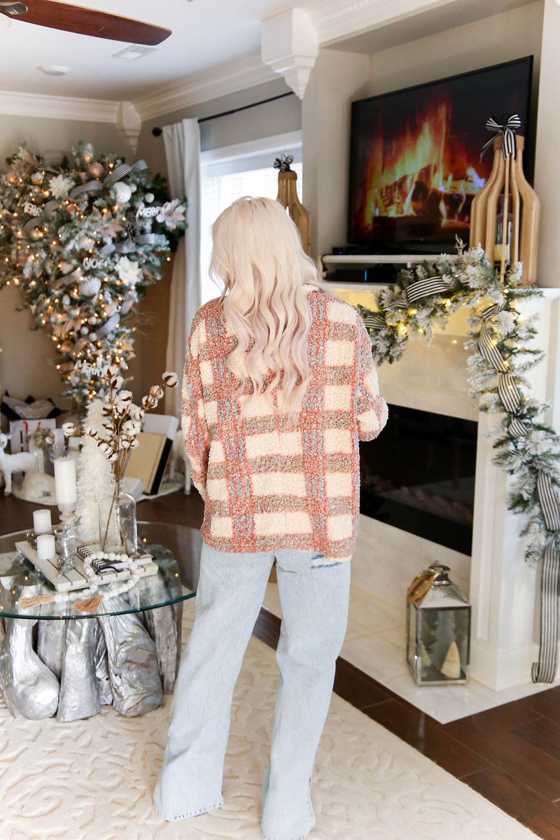 Mauve Plaid Sherpa Shacket - Kendry Collection Boutique